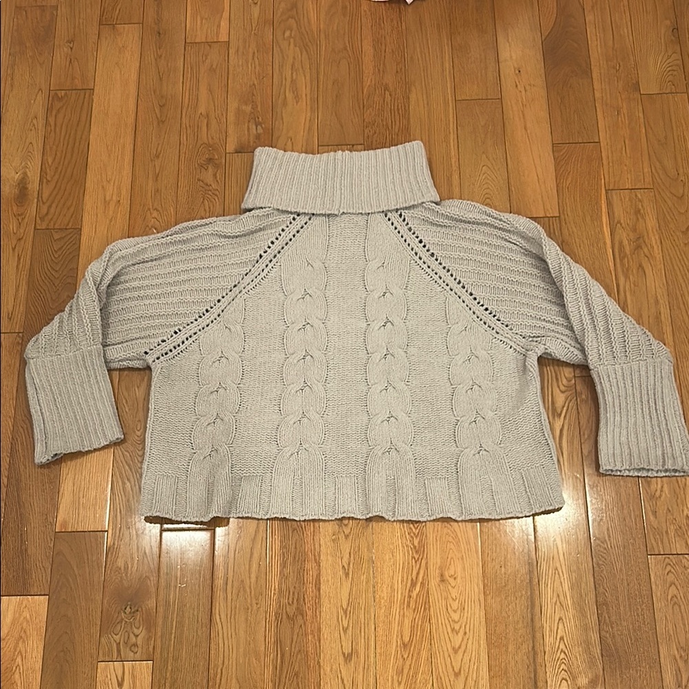 Moon & Madison Tan Cable Knit Turtleneck Sweater